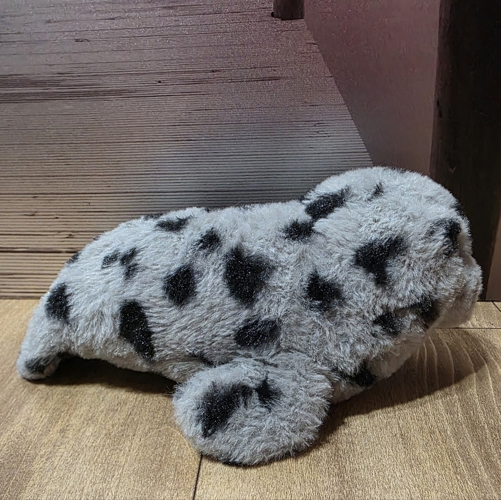 Gray and Black Spotted Stuffed Seal Eco Pals Less Plastic Is Fantastic